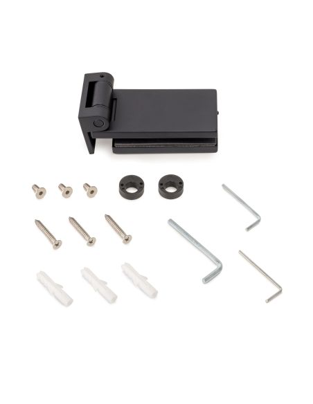 Emuca Cerniera per anta in vetro, cerniera orizzontale con forcella da 40 mm, per anta da 8-12 mm, verniciata nera