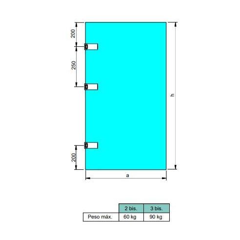 Emuca Cerniera per anta in vetro, cerniera orizzontale con forcella da 40 mm, per anta da 8-12 mm, verniciata nera