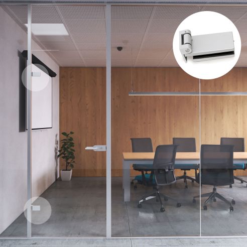 Emuca Cerniera per anta in vetro, cerniera orizzontale con forcella da 40 mm, per anta da 8-12 mm, anodizzata opaca