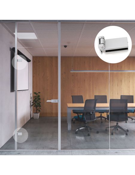 Emuca Cerniera per anta in vetro, cerniera orizzontale con forcella da 40 mm, per anta da 8-12 mm, anodizzata opaca