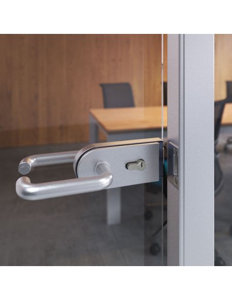 Emuca Serratura per porta in vetro con telaio in legno, scrocco orizzontale per porta in vetro 8-12mm, anodizzata opaca