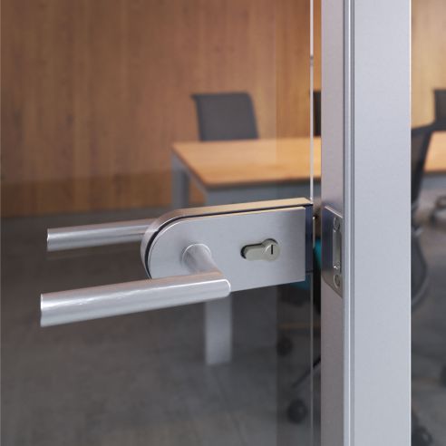 Emuca Serratura per porta in vetro con telaio in legno, scrocco orizzontale per porta in vetro 8-12mm, anodizzata opaca
