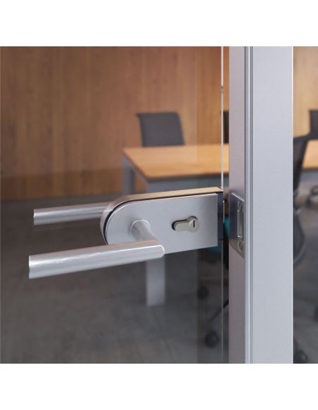 Emuca Serratura per porta in vetro con telaio in legno, scrocco orizzontale per porta in vetro 8-12mm, anodizzata opaca