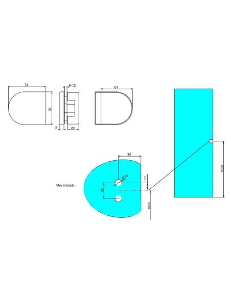 Emuca  Kit serratura e riscontro per porte a doppio vetro, scrocco orizzontale per porta in vetro 8-12mm, verniciata nera