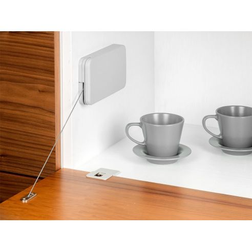 Emuca Meccanismo per porta a battente Miniwinch con coperchio, 10 kg, Acciaio e Tecnoplastica, Grigia