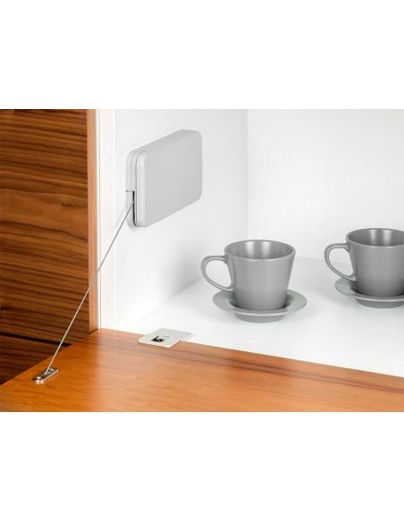 Emuca Meccanismo per porta a battente Miniwinch con coperchio, 14 kg, Acciaio e Tecnoplastica, Grigia