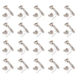 Emuca Lotto di 20 cerniere collo dritto X92 con chiusura soft e basette a vite, altezza 0, Acciaio, Nichelato