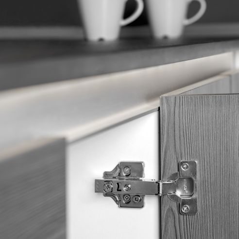 Emuca Lotto di 20 cerniere collo dritto X92 con chiusura soft e basette a vite, altezza 0, Acciaio, Nichelato