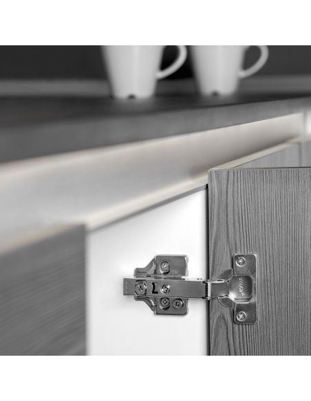 Emuca Lotto di 20 cerniere collo dritto X92 con chiusura soft e basette a vite, altezza 0, Acciaio, Nichelato