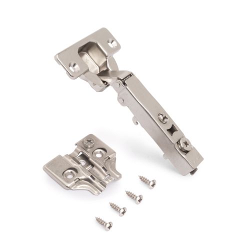 Emuca Lotto di 20 cerniere collo dritto X92 con chiusura soft e basette a vite, altezza 0, Acciaio, Nichelato