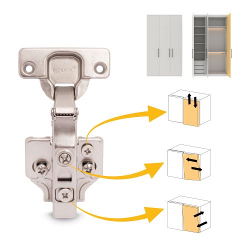 Emuca Lotto di 20 cerniere collo dritto X91 con chiusura soft e basetta montaggio misto, Diametro 5x9,5 mm, Altezza 0, Acciaio