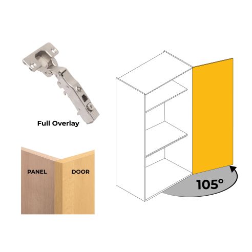 Emuca Lotto di 20 cerniere collo dritto X91 con chiusura soft e basetta montaggio misto, Diametro 5x9,5 mm, Altezza 0, Acciaio