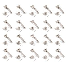 Emuca Lotto di 20 cerniere collo dritto X92 con chiusura soft e basette montaggio misto, diametro 5x9,5 mm, altezza 0, Acciaio