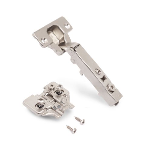 Emuca Lotto di 20 cerniere collo dritto X92 con chiusura soft e basette montaggio misto, diametro 5x9,5 mm, altezza 0, Acciaio