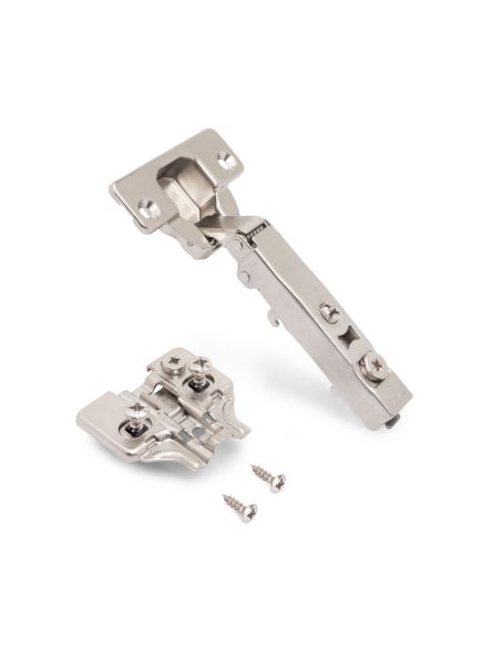 Emuca Lotto di 20 cerniere collo dritto X92 con chiusura soft e basette montaggio misto, diametro 5x9,5 mm, altezza 0, Acciaio