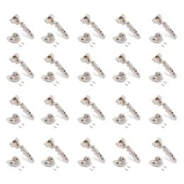 Emuca Lotto di 20 cerniere collo dritto X92N e basette di montaggio misto, diametro 5x9,5 mm, altezza 0, Acciaio, Nichelato