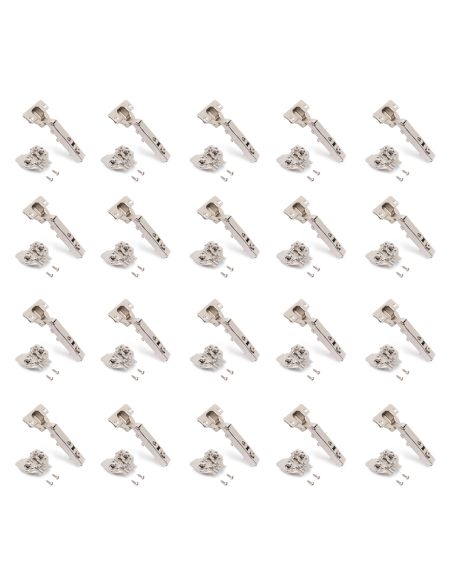 Emuca Lotto di 20 cerniere collo dritto X92N e basette di montaggio misto, diametro 5x9,5 mm, altezza 0, Acciaio, Nichelato