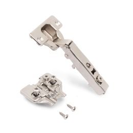 Emuca Lotto di 20 cerniere collo dritto X92N e basette di montaggio misto, diametro 5x9,5 mm, altezza 0, Acciaio, Nichelato 2