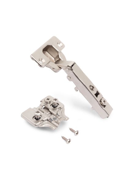 Emuca Lotto di 20 cerniere collo dritto X92N e basette di montaggio misto, diametro 5x9,5 mm, altezza 0, Acciaio, Nichelato