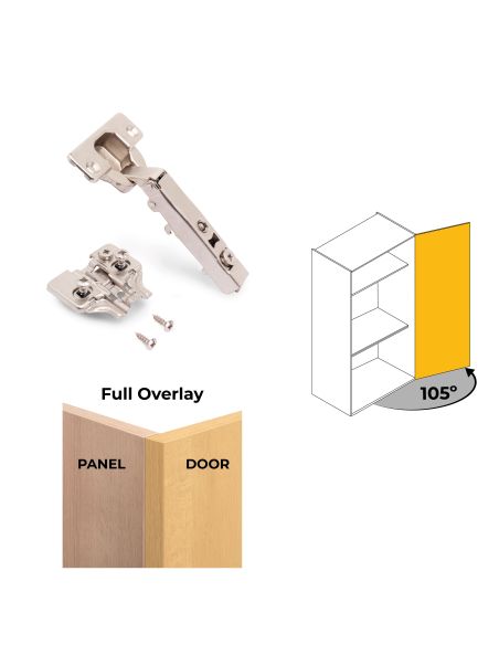 Emuca Lotto di 20 cerniere collo dritto X92N e basette di montaggio misto, diametro 5x9,5 mm, altezza 0, Acciaio, Nichelato