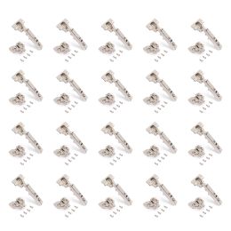 Emuca Lotto di 20 cerniere collo dritto X92N e basette a vite, altezza 0, Acciaio, Nichelato