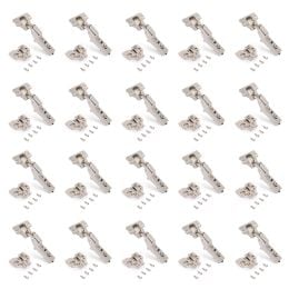 Emuca Lotto di 20 cerniere mezzo collo X92 con chiusura soft e basette a vite, altezza 0, Acciaio, Nichelato