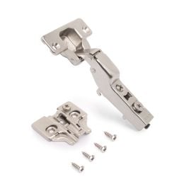 Emuca Lotto di 20 cerniere mezzo collo X92 con chiusura soft e basette a vite, altezza 0, Acciaio, Nichelato 2