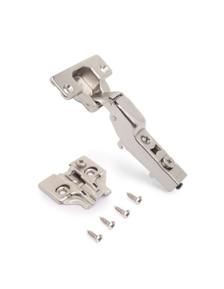 Emuca Lotto di 20 cerniere mezzo collo X92 con chiusura soft e basette a vite, altezza 0, Acciaio, Nichelato