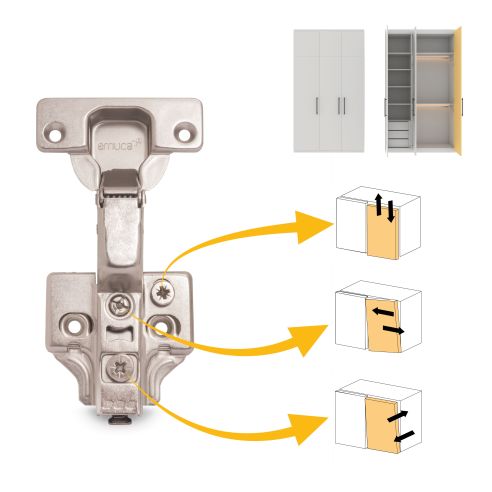 Emuca Lotto di 20 cerniere collo alto X92 con chiusura soft e basette a vite, altezza 0, Acciaio, Nichelato