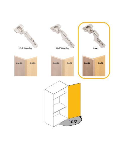 Emuca Lotto di 20 cerniere collo alto X92 con chiusura soft e basette a vite, altezza 0, Acciaio, Nichelato