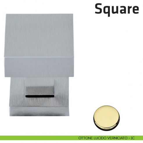 Pomello per porta Square fisso Comit 50x50 mm ottone lucido verniciato