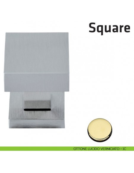 Pomello per porta Square fisso Comit 50x50 mm ottone lucido verniciato