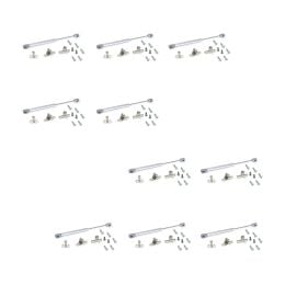 Emuca Lotto di 10 braccetti per porte elevabili H, 8 kg, corsa 80 mm, con agganci, Acciaio e Tecnoplastica, Grigia metallizzata