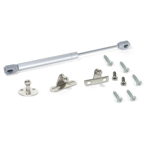 Emuca Lotto di 10 braccetti per porte elevabili H, 8 kg, corsa 80 mm, con agganci, Acciaio e Tecnoplastica, Grigia metallizzata