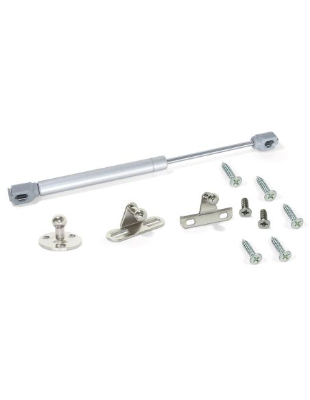 Emuca Lotto di 10 braccetti per porte elevabili H, 8 kg, corsa 80 mm, con agganci, Acciaio e Tecnoplastica, Grigia metallizzata