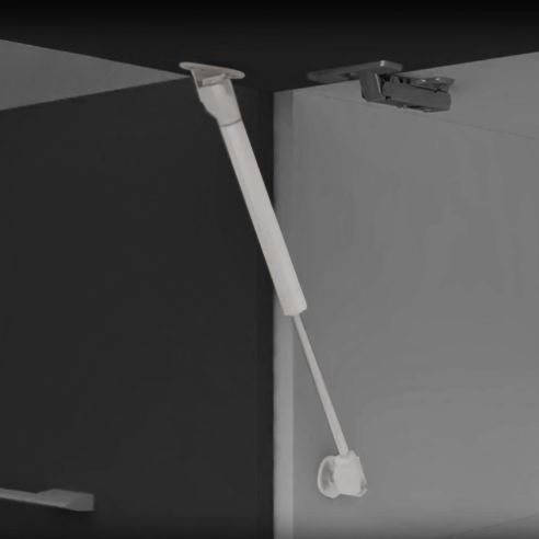 Emuca Lotto di 10 braccetti per porte elevabili H, 8 kg, corsa 80 mm, con agganci, Acciaio e Tecnoplastica, Grigia metallizzata