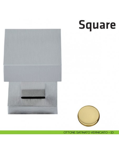 Pomello per porta Square fisso Comit 50x50 mm ottone satinato verniciato