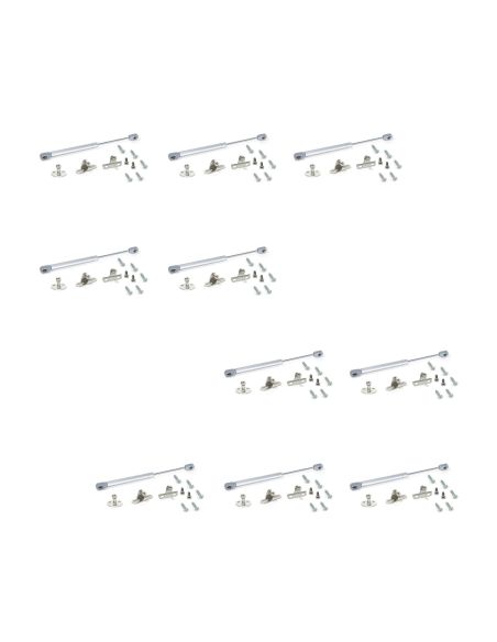 Emuca Pistone a gas per ante a ribalta verso l'alto, forza 11 kg, corsa 100 mm, Grigio metallizzato, 10 u.