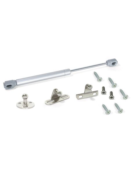 Emuca Pistone a gas per ante a ribalta verso l'alto, forza 11 kg, corsa 100 mm, Grigio metallizzato, 10 u.