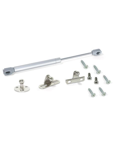 Emuca Lotto di 10 braccetti per porte elevabili H, 5 kg, corsa 80 mm, con agganci, Acciaio e Tecnoplastica, Grigia metallizzata