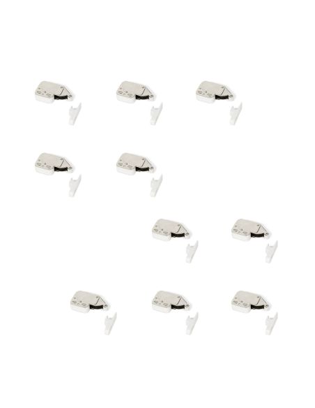 Emuca Lotto di 10 Chiusure a cricchetto Fast Latch, Acciaio e Tecnoplastica, Bianco