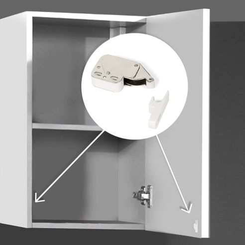 Emuca Lotto di 10 Chiusure a cricchetto Fast Latch, Acciaio e Tecnoplastica, Bianco