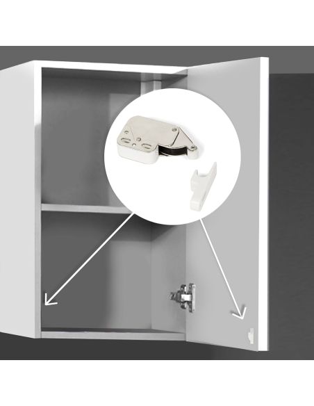 Emuca Lotto di 10 Chiusure a cricchetto Fast Latch, Acciaio e Tecnoplastica, Bianco