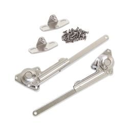 Emuca Set di braccetti con porta a battente NSDX, forza 20-70kgxcm, Acciaio e Zama, Nichelato