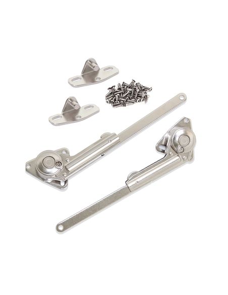 Emuca Set di braccetti con porta a battente NSDX, forza 20-70kgxcm, Acciaio e Zama, Nichelato