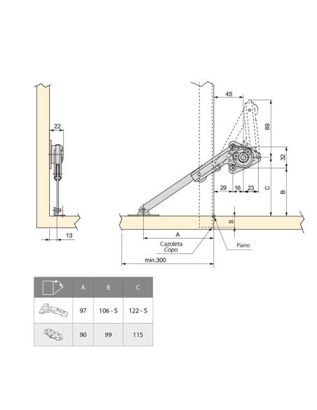 Emuca Set di braccetti con porta a battente NSDX, forza 20-70kgxcm, Acciaio e Zama, Nichelato