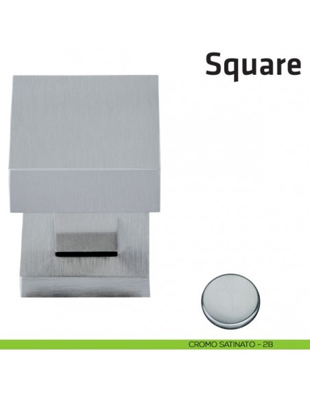Pomello per porta Square fisso Comit 50x50 mm cromo satinato