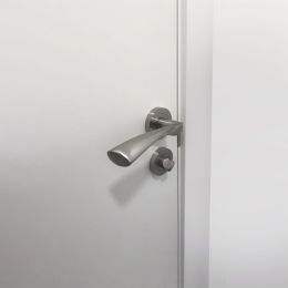 Emuca Lotto di 5 nottolini con rosetta rotonda per porte interne, diametro 50 mm, Zama, Nichel satinado 2