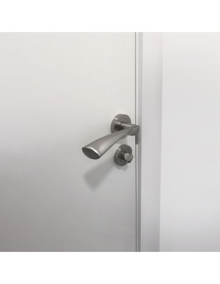 Emuca Lotto di 5 nottolini con rosetta rotonda per porte interne, diametro 50 mm, Zama, Nichel satinado