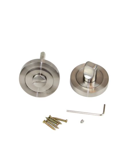 Emuca Lotto di 5 nottolini con rosetta rotonda per porte interne, diametro 50 mm, Zama, Nichel satinado